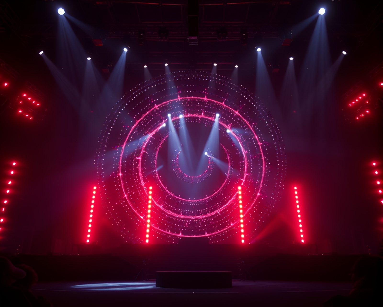 AI-generated sword warrior under vibrant concert lights