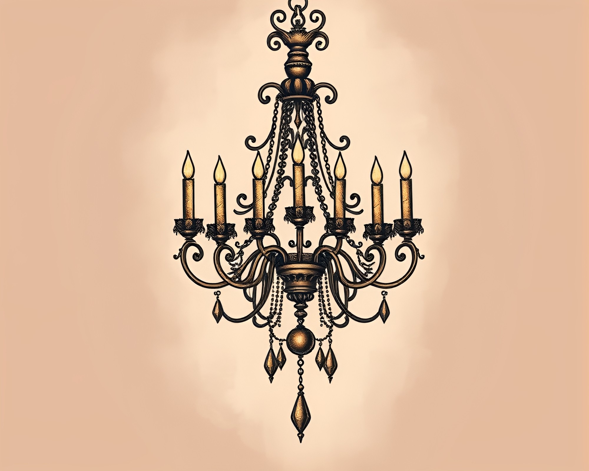 Victorian Chandelier Tattoo Flash Art Tight Crop – free AI stock image