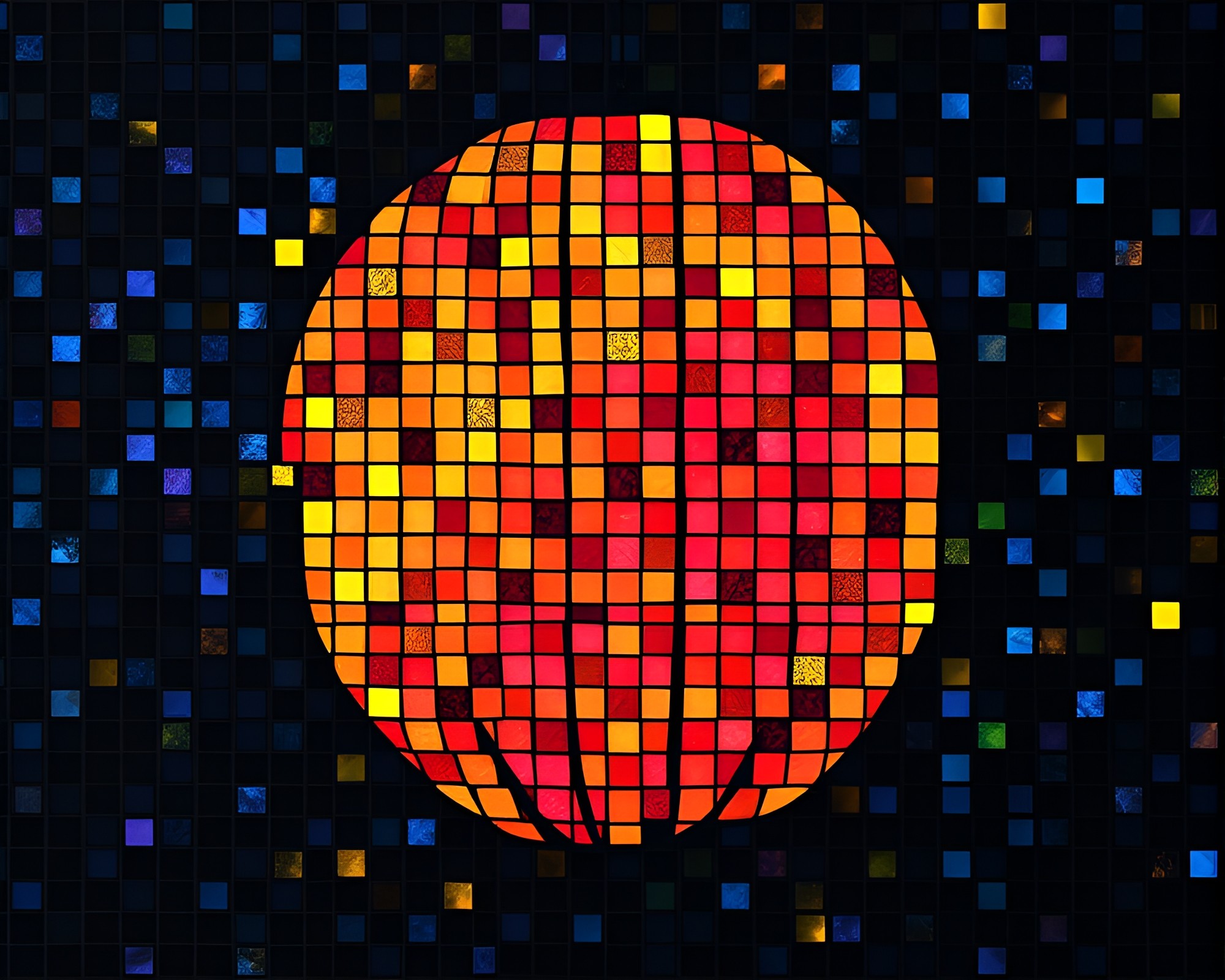Rainbow Spectrum Paper Lantern Tiled Mosaic Artwork – free AI stock image