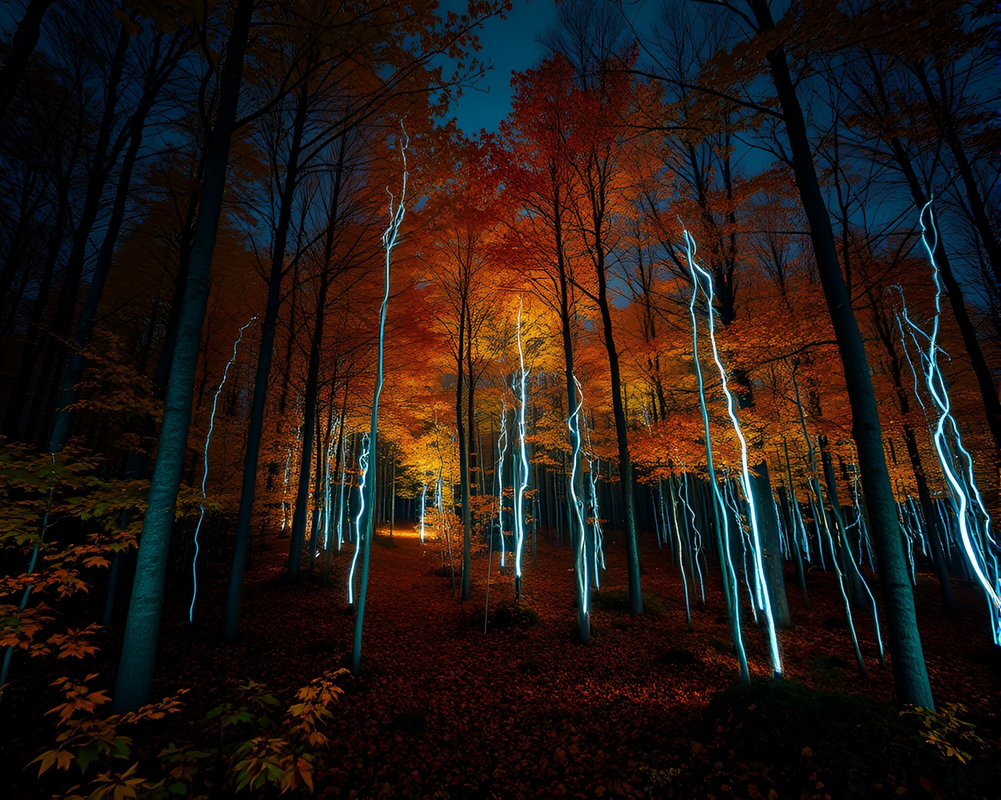 Fiber Optic Forest in Antarctic Whiteout HDR Photography – free AI stock image