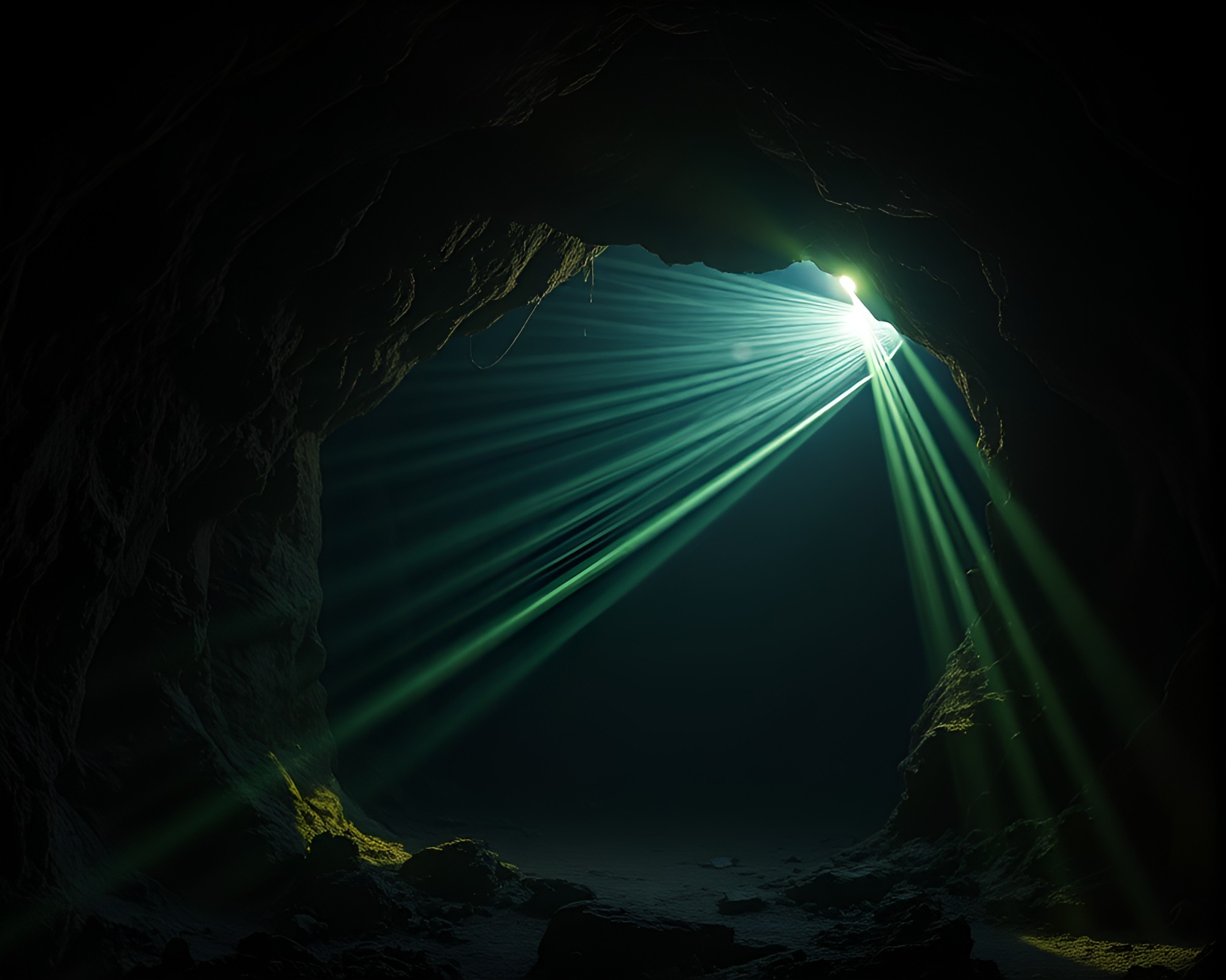 Neon Tiger Illuminated by Laser Beams in Cave – free AI stock image