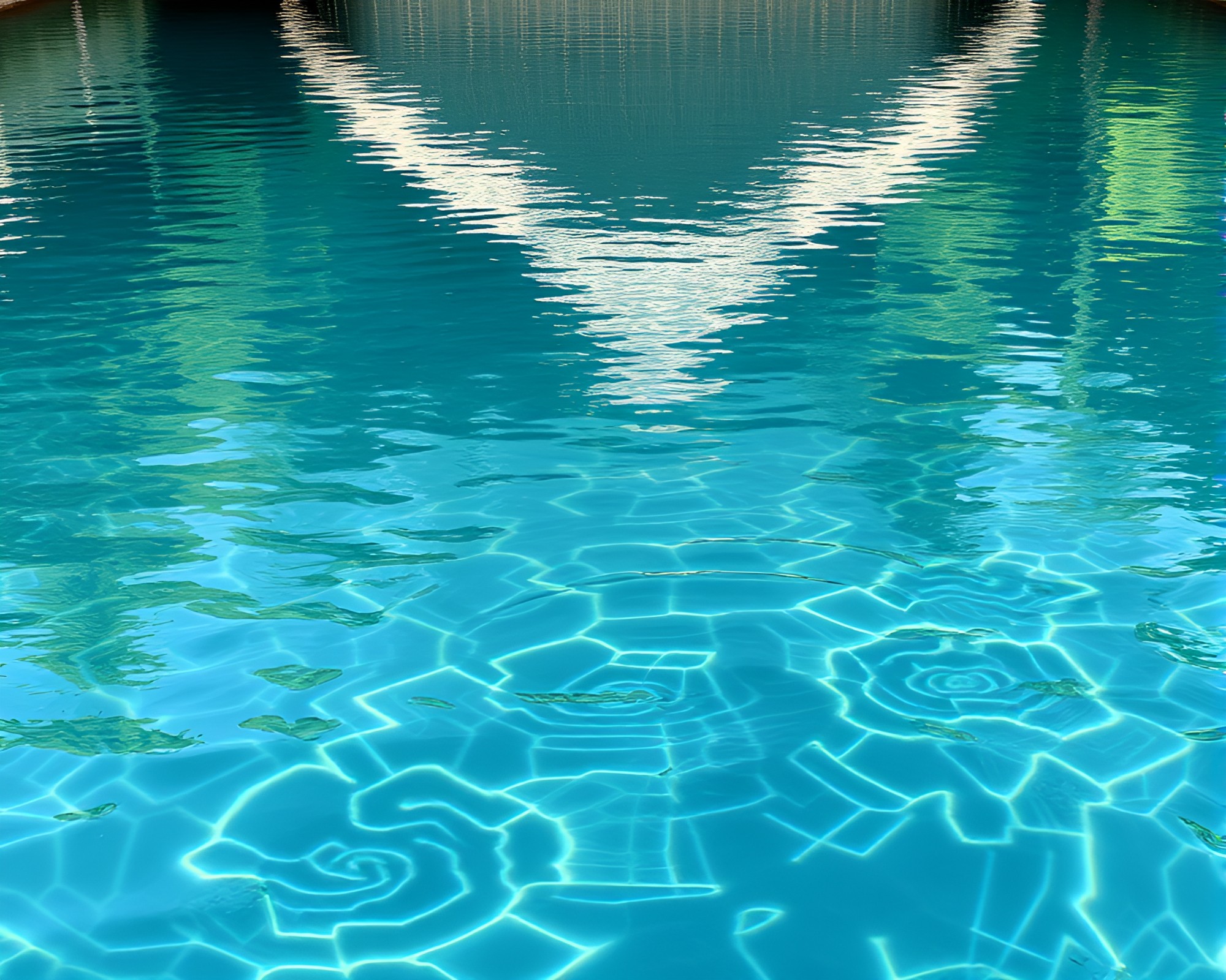 Bamboo Hut Reflecting in Crystal Clear Water Ripple – free AI stock image