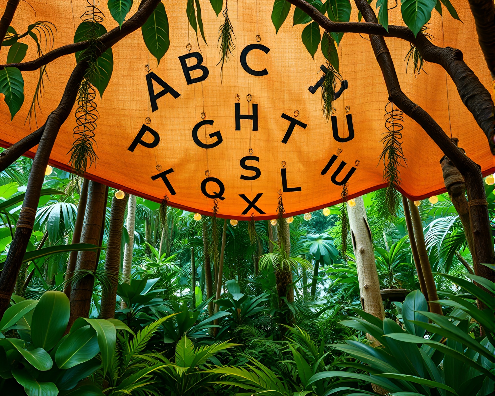 Runic Spiral in Jungle Shade with Cloth Simulation – free AI stock image
