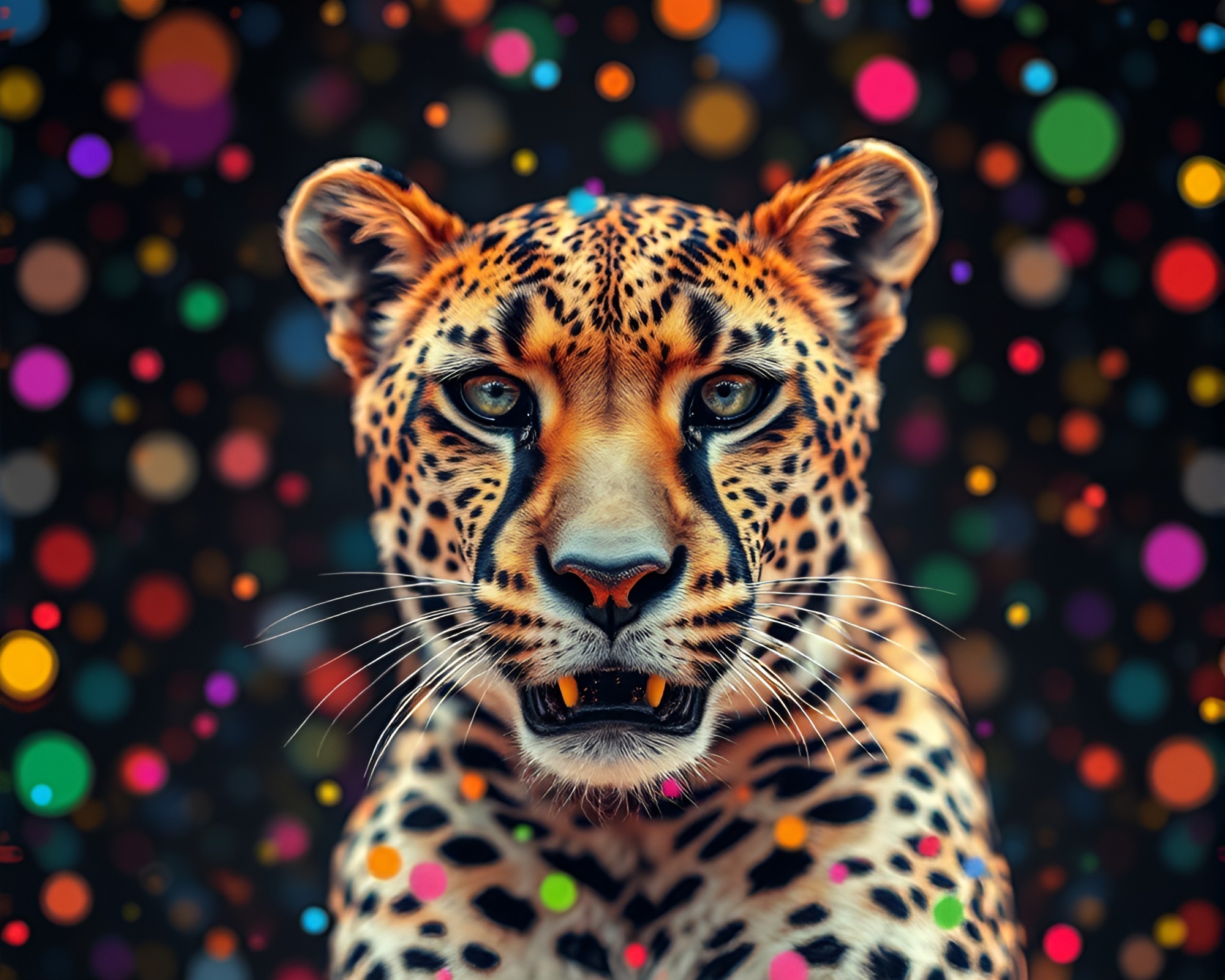 Cheetah in Rule of Thirds Frame with Color Burst – free AI stock image