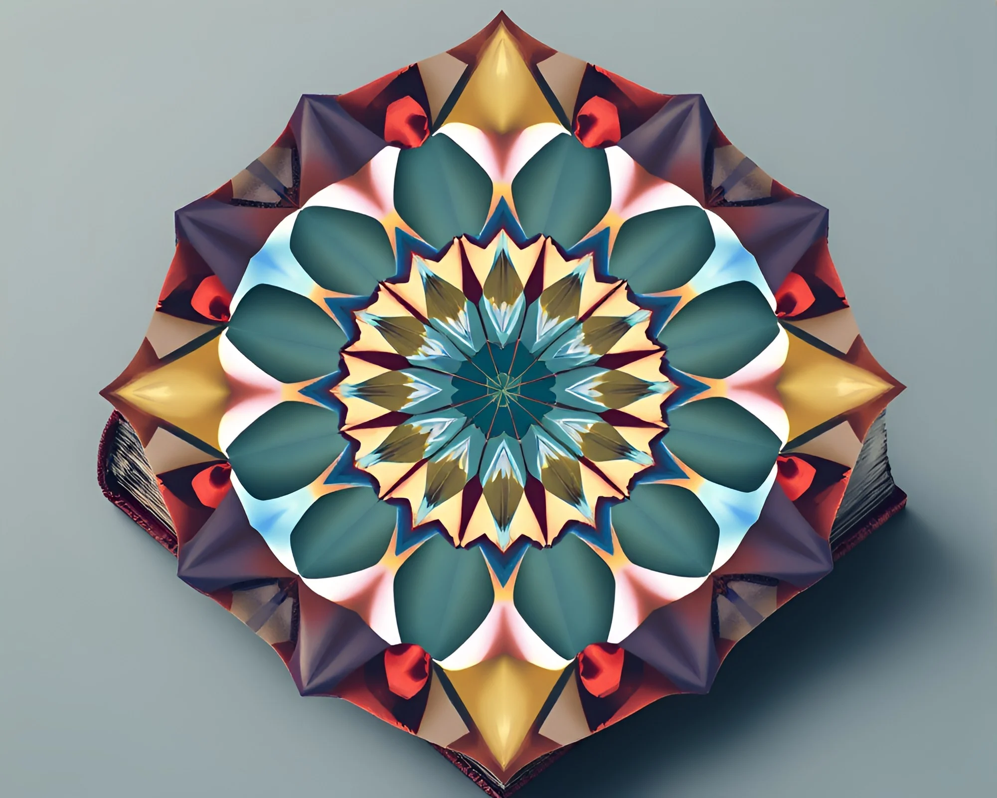 Isometric Leather Diary in Earth Tone Kaleidoscope Fragment Composition