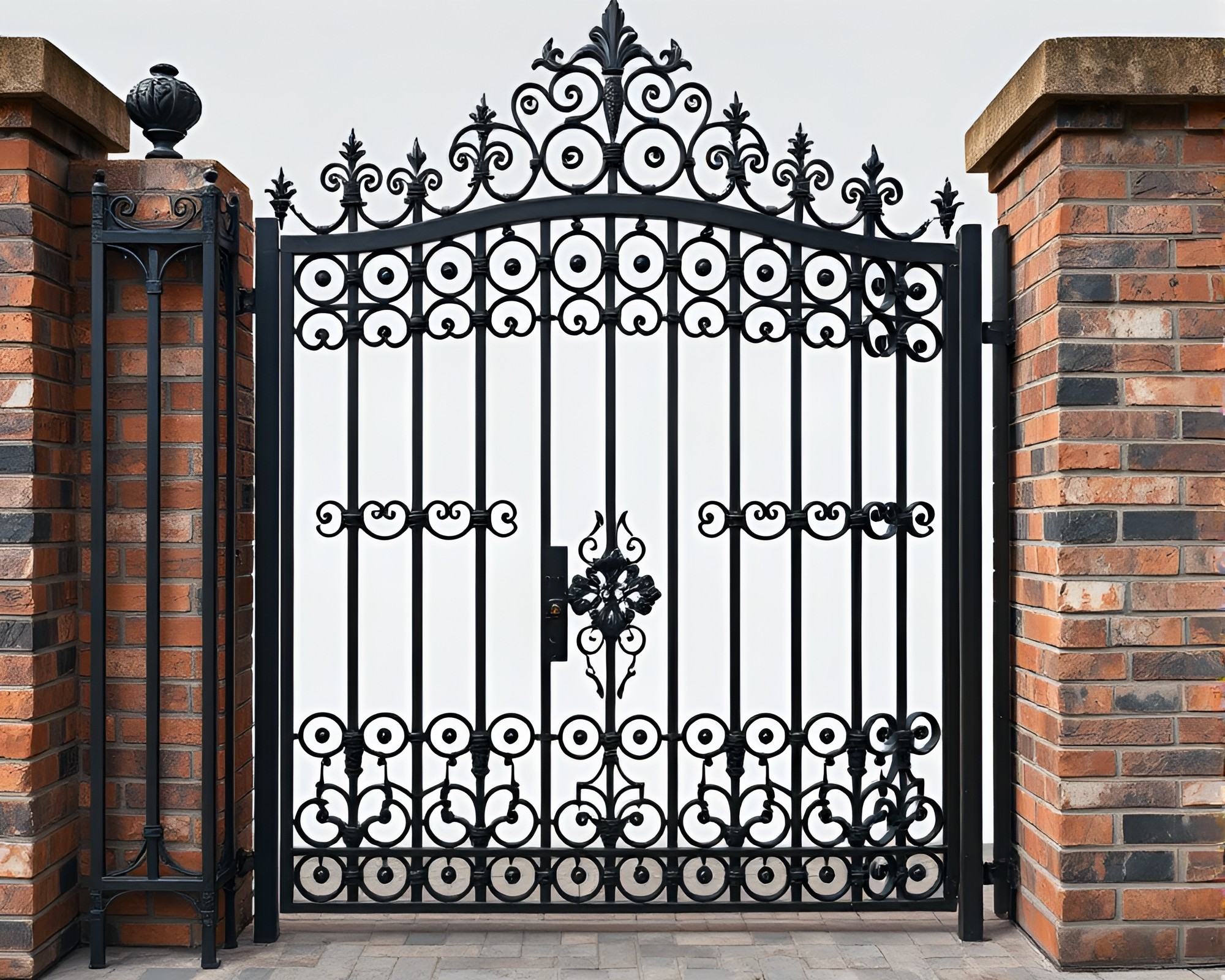 Wrought Iron Gate Mosaic Masterpiece – free AI stock image